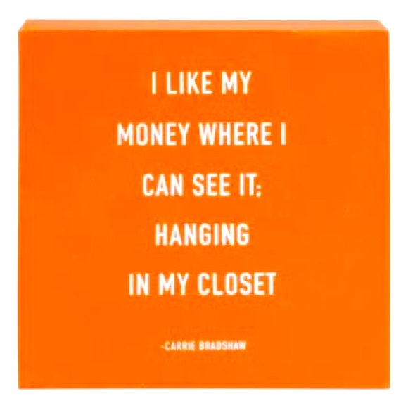 5x5 "I Like My Money" Box Art wood Dabney Lee wall decor orange - Picture 2 of 6